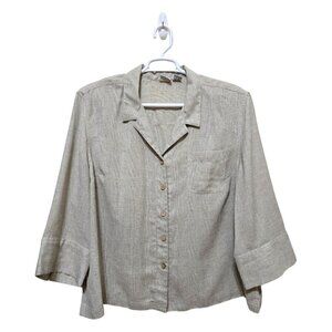 Giorgio Fiorlini Plus Oversized Fit 3/4 Sleeve Button Down Blouse Sz 26W/28W